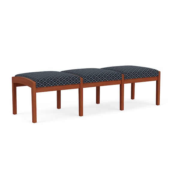 Lenox Wood 3 Seat Bench Wood Frame, Cherry, RS Night Sky Upholstery